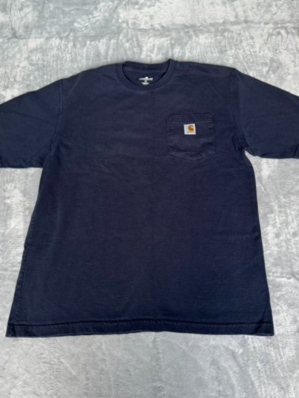 Carhartt K87 Pocket T Shirt Mens M Navy Blue Loose Fit Heavyweight Faded